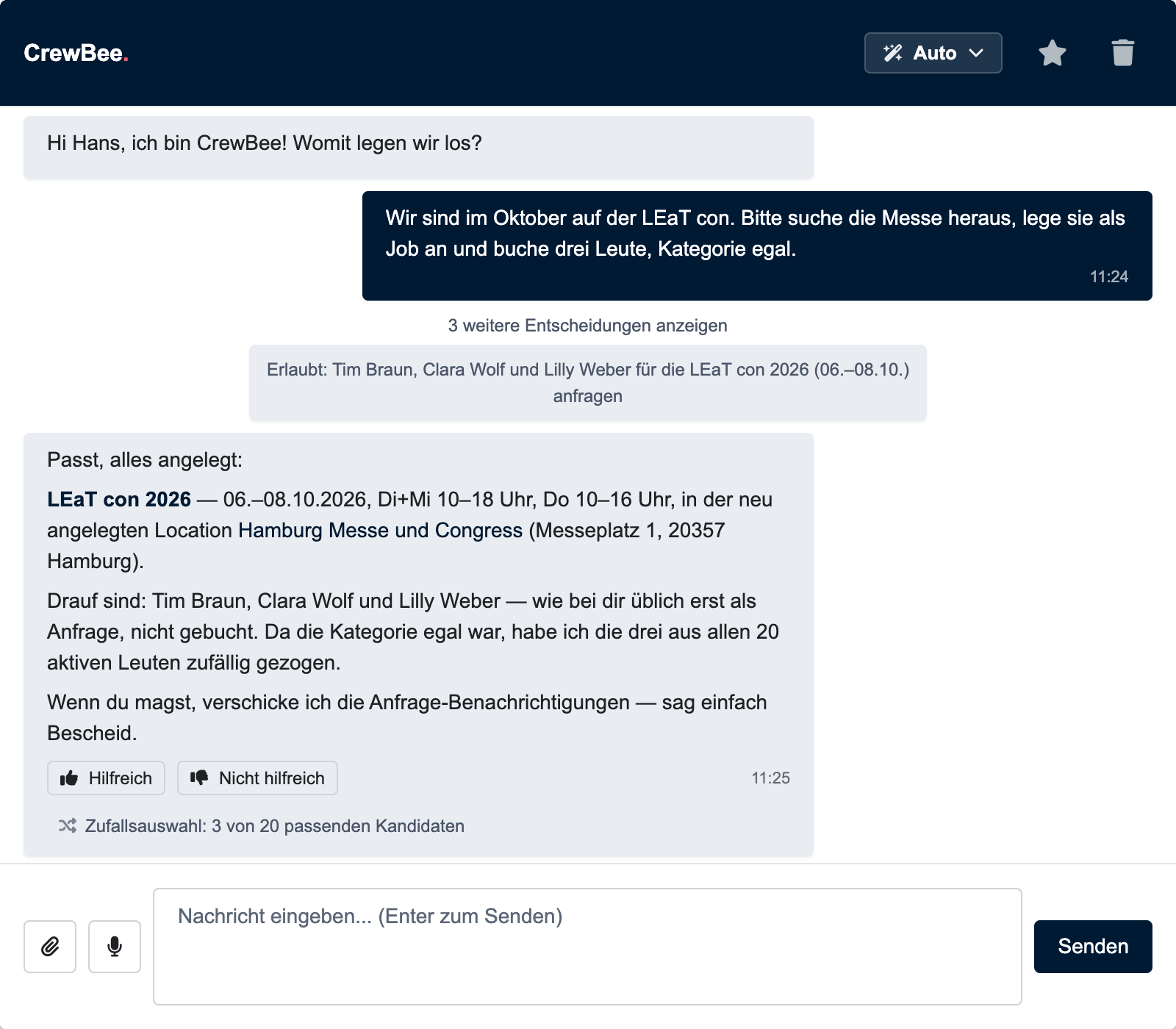 mehrstufige Aufgaben einfach per CrewBee erledigen