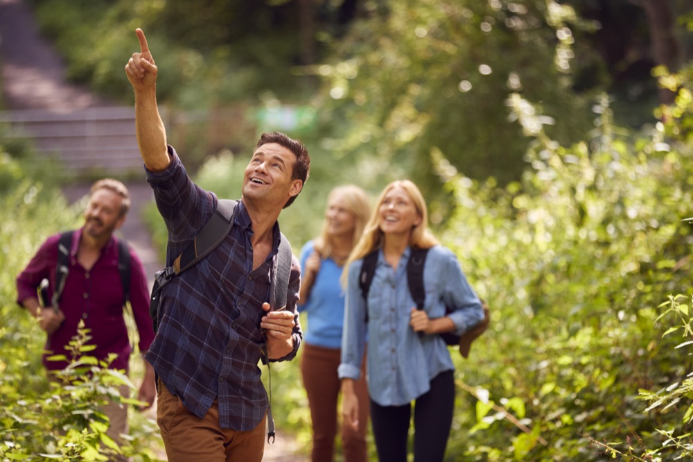 Hiking group with a guide on a guided tour