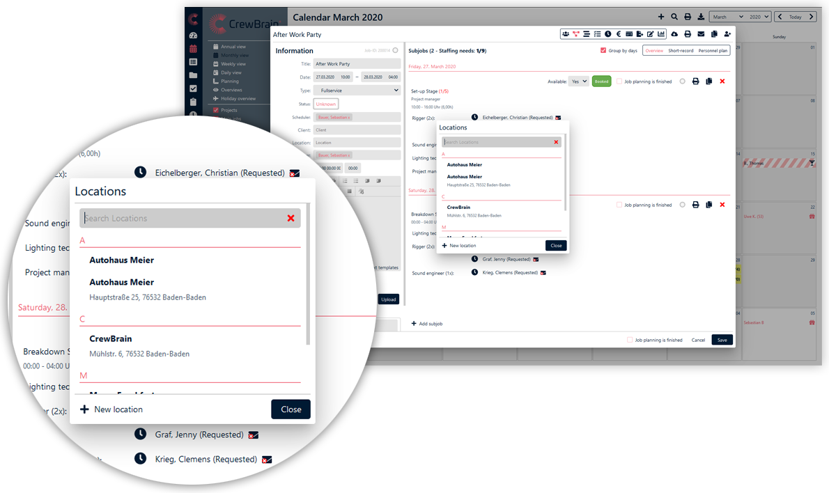 CrewBrain location database